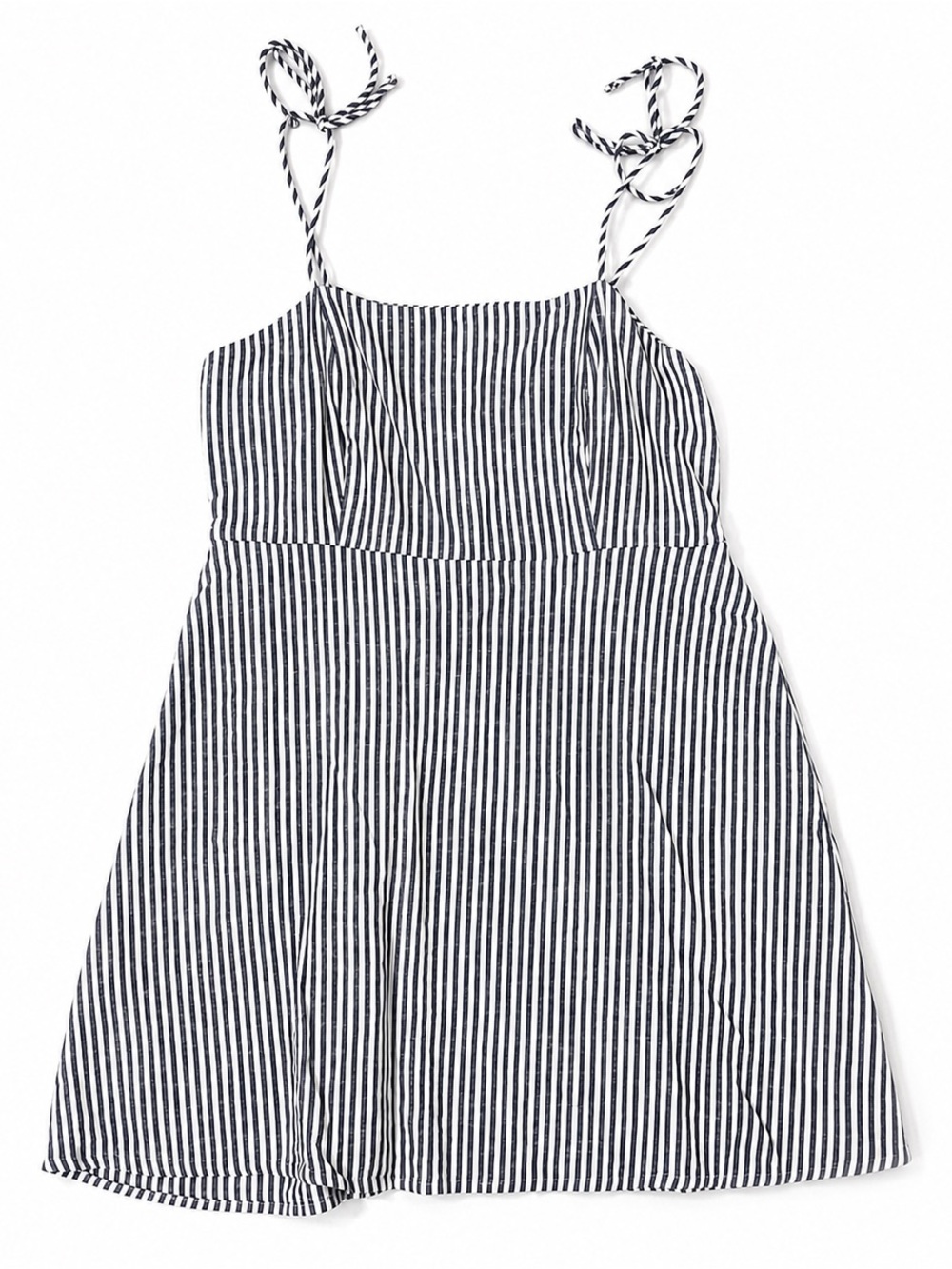 Old Navy Linen Blend Striped Tie Shoulder Dress XL Blue White Pockets